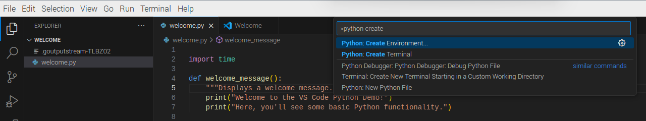 VS Code - Python create environment