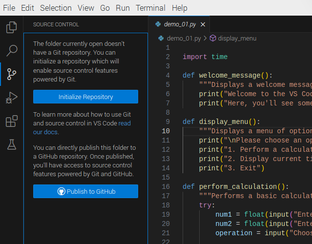 VS Code - Initialize Repository