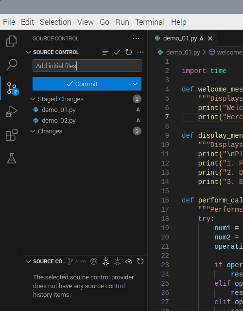 VS Code - Staged changes