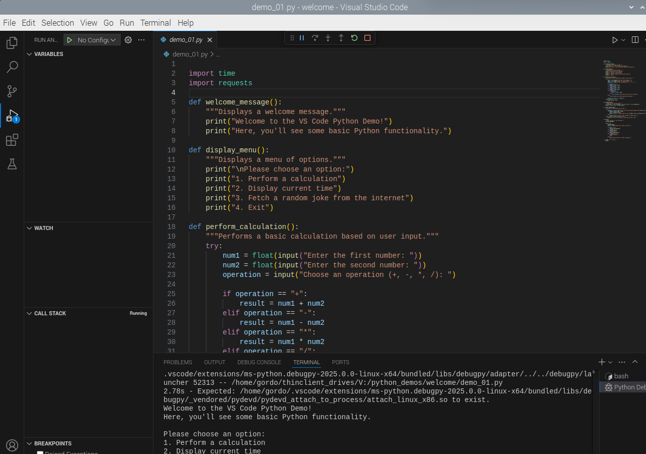VS Code - Debugger view
